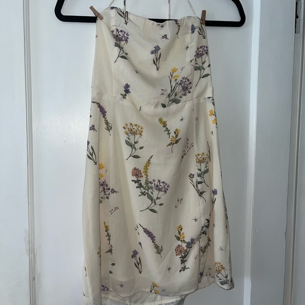 Lulu's Cream Floral Dress